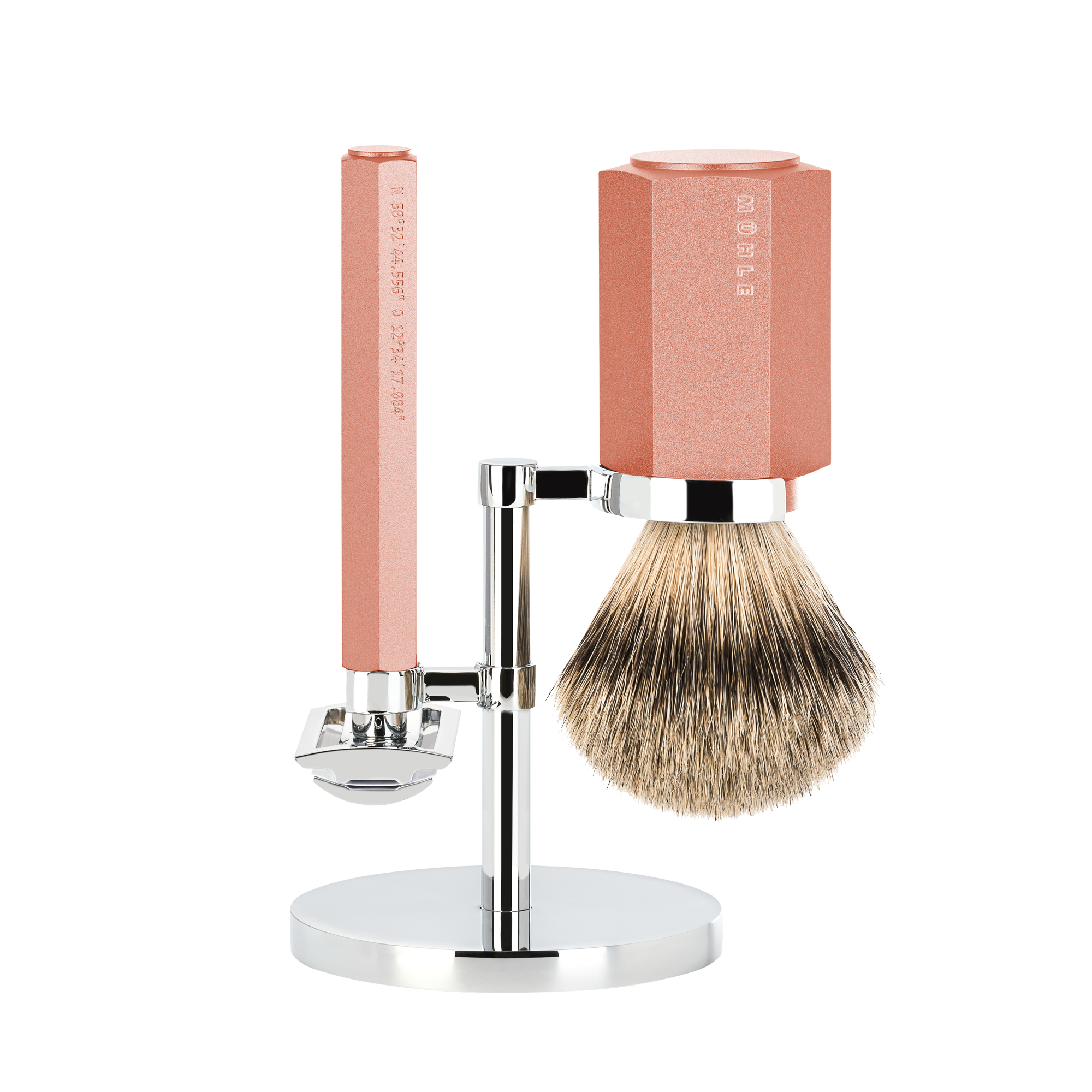 MÜHLE HEXAGON 3 Pc. Shaving Set, Silvertip Badger Brush & Safety Razor, Sunrise